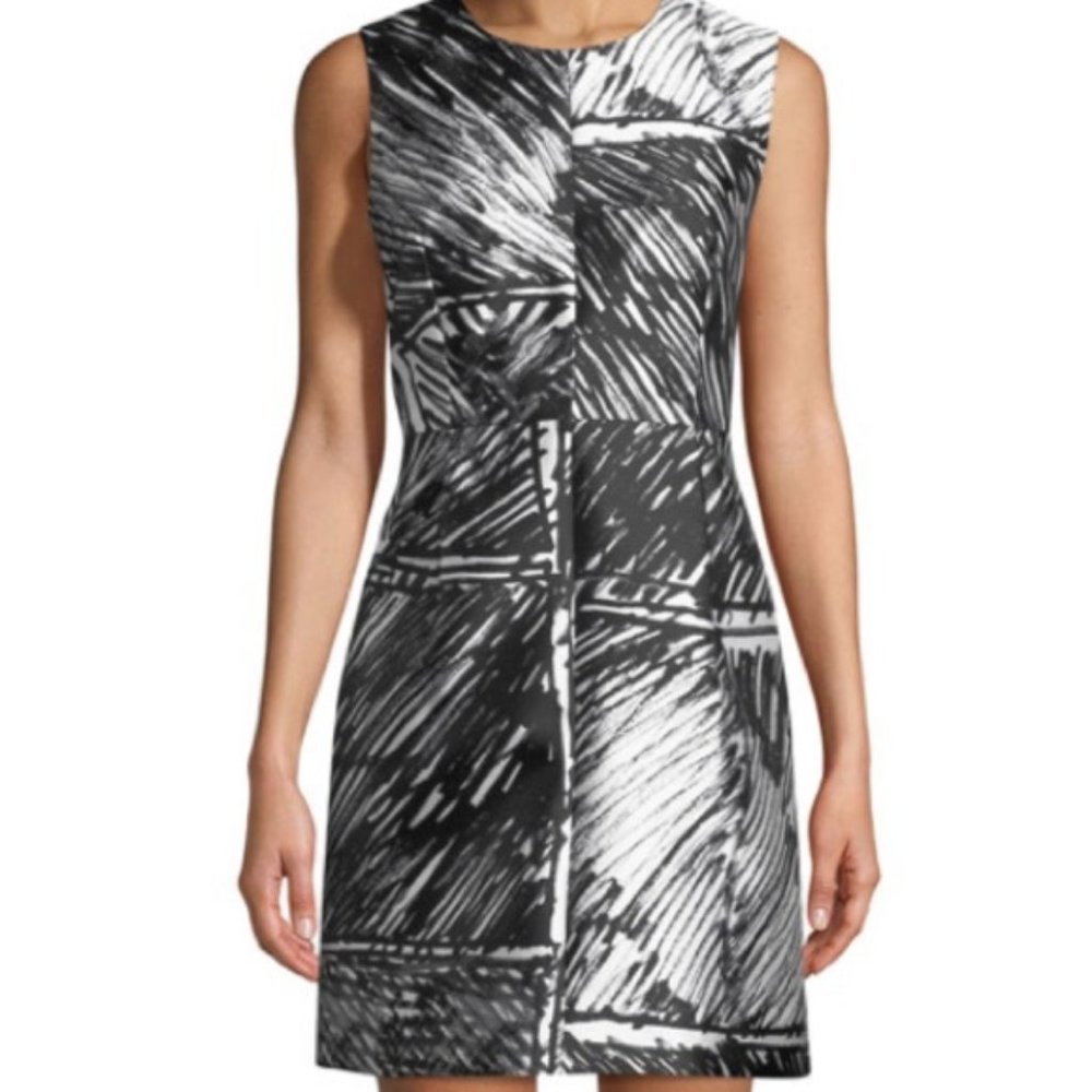 MILLY "Coco" Scribble Print Satin Dress